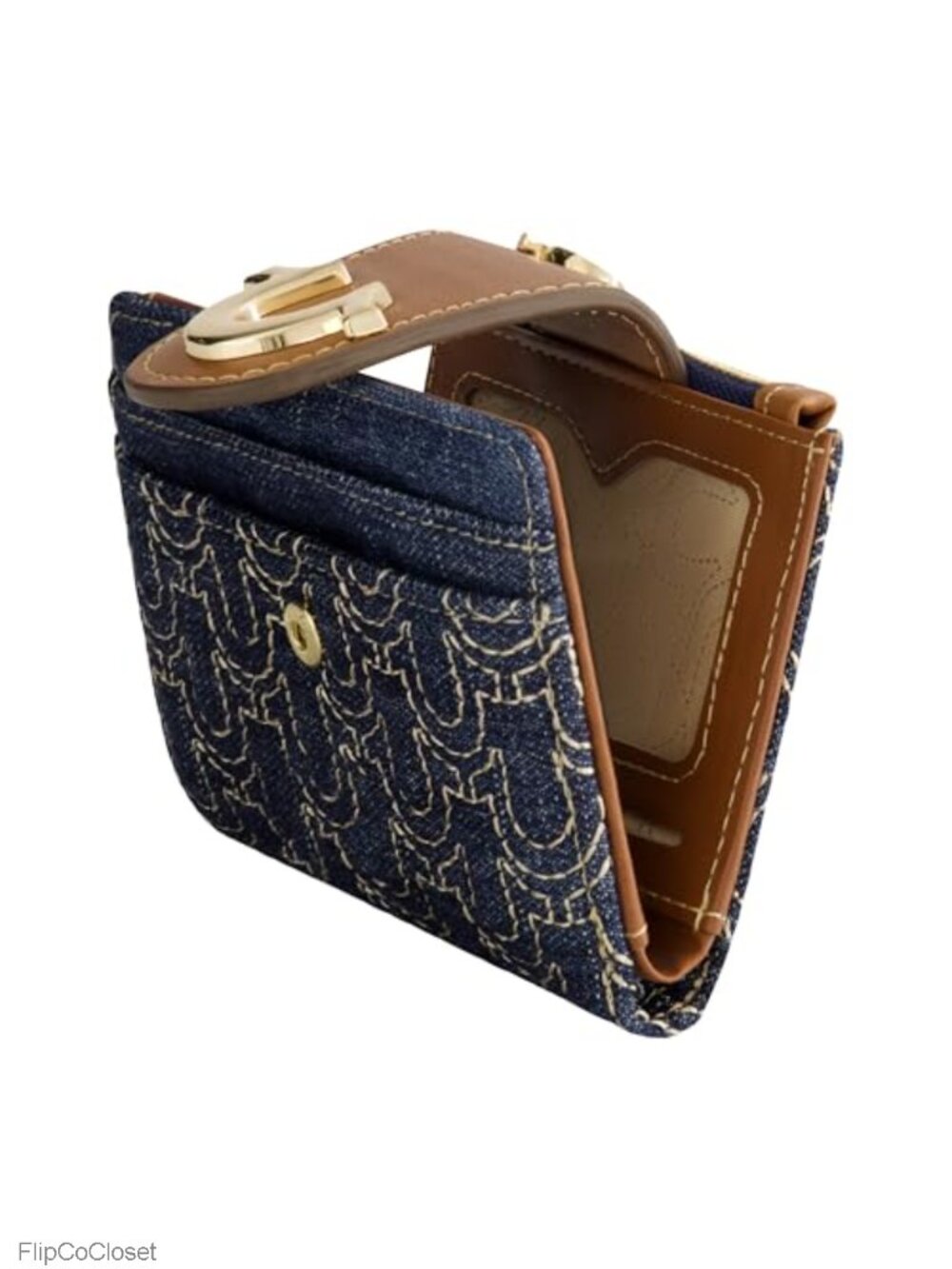 Quilted Mini Bifold Wallet with Horseshoe Logo Gold Hardware